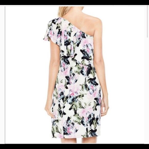 Vince Camuto Arctic Floral Ruffle 1 shoulder Dress - Picture 1 of 8